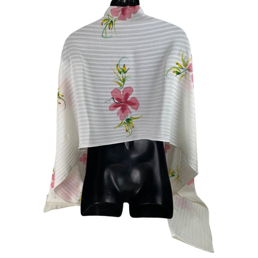 Pink Floral Design Light Scarf Wrap Shawl Pashmina